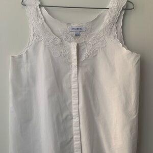 April Cornell White Cotton Lace-Trim Sleeveless Camisole Corset Cover